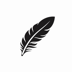 Obraz premium Graceful feather vector illustration revealing intricate details in a sleek black silhouette