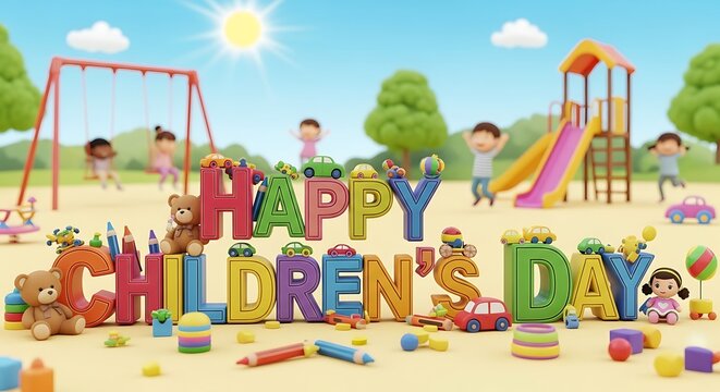 Happy Childrens Day Celebration at the Playground. - Powered by Adobe