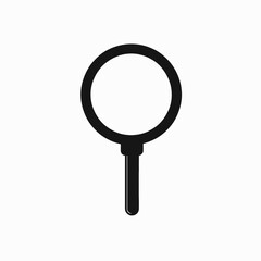 Sleek magnifying glass illustration depicting exploration and discovery in black silhouette
