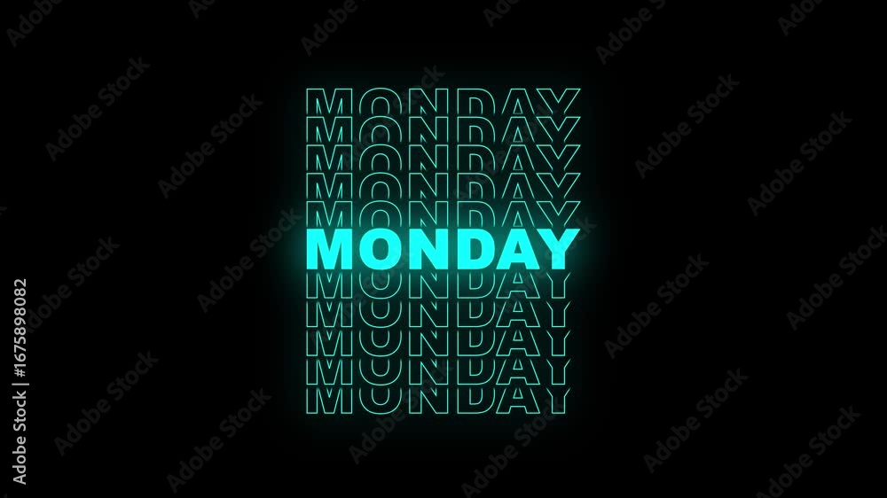 Aufkleber typography monday text animation .monday text typography animation 4k on black background with alpha