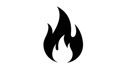Stylized Black Flame Icon Representing Fire or Heat.