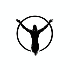 Powerful figure with open arms in a circle form abstract silhouette
