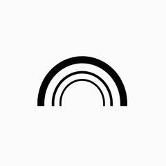 Minimalist curved bands creates a modern rainbow shaped silhouette