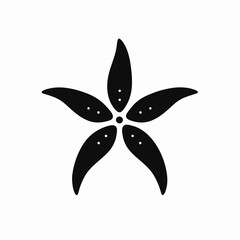 Stylish five pointed floral with unique decorative detail presented as silhouette