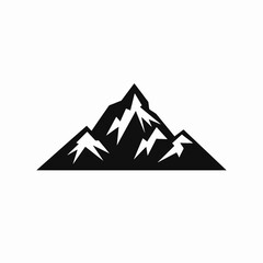 Stark mountain peak design with minimalist snow details in dramatic silhouette