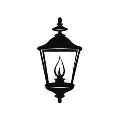 Elegant gas lamp illuminating a dark and moody antique, vintage silhouette