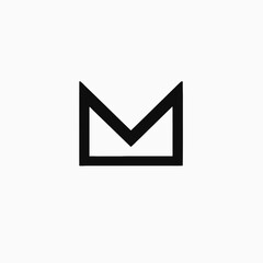 Geometric letter M shape graphic art symbol dark silhouette