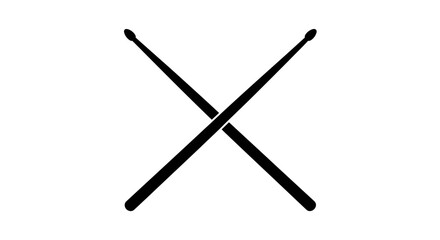 Crossed Pair of Black Wooden Drumsticks.