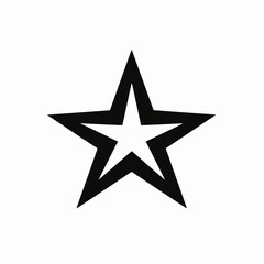 Obraz premium Bold five pointed star outline in simple black and white silhouette