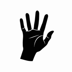 Obraz premium A simplified hand reaching out, designed as a bold black silhouette