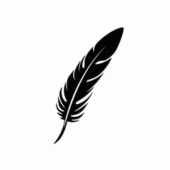 Obraz premium Graceful feather in simple black design, a minimal vector silhouette