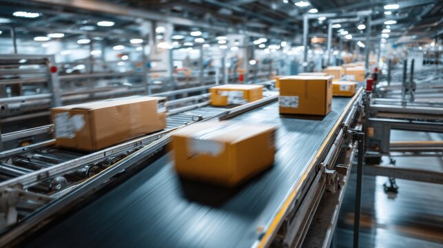 Efficient Package Sorting System in Modern Warehouse Facility - Powered by Adobe
