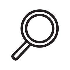 Black Outline of a Magnifying Glass on White Background