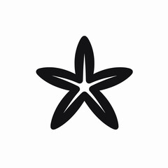 Fototapeta premium Simple black starfish drawing isolated on white background graphic style silhouette