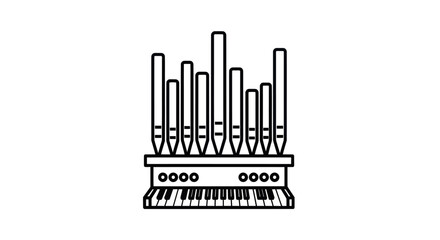Simple Line Art of a Pipe Organ.