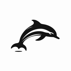 Elegant leaping dolphin artwork, a sea creature in striking black silhouette