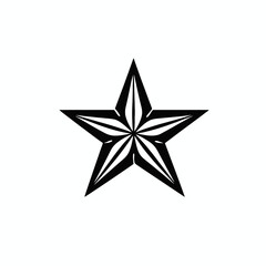 Graphic celestial decorative symmetrical star illustration on white background silhouette