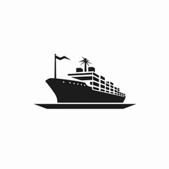 Graphic container ship design illustration on the sea creating a silhouette