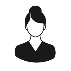 Minimalist woman portrait with hair bun and black apparel silhouette