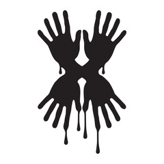 Abstract Handprint Symmetry Exploring Duality and Creative Expression, Reflecting Interconnectedness and Individuality Through Bold Graphic Representation on White Background