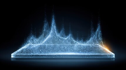 Abstract Digital Landscape: Glowing Particles on a Glass Surface