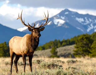 Obraz premium Majestic elk in a mountain meadow