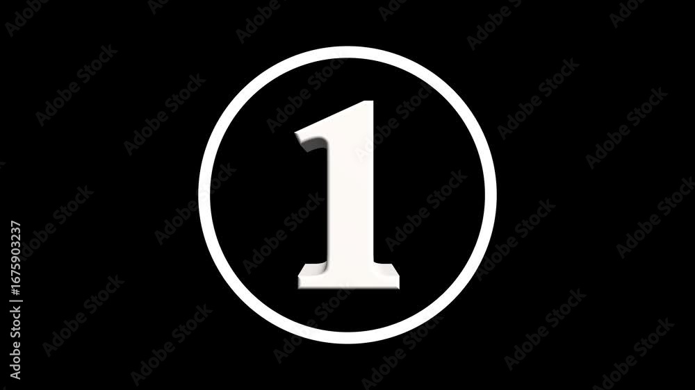 Poster abstract 1 number. educational mathematics 1 text animation on black background. 4k motion graphics 