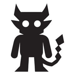 Stylized Silhouette of a Devilish Imp with Horns and a Diamond Tipped Tail an Amusing Vector Character Design