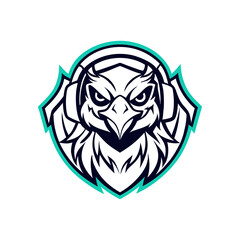 Obraz premium logo with eagle head wearing headphone logo vector art
