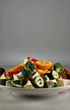 fresh vegetable salad with cheese