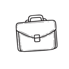 Briefcase icon in doodle sketch lines. Office business equipment travel journey meeting