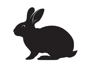 Cute bunny silhouette icon stock vector artwork with minimal playful rabbit theme