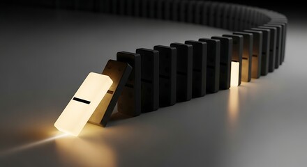 Golden Catalyst - A Luminous Domino Poised to Ignite a Chain Reaction.