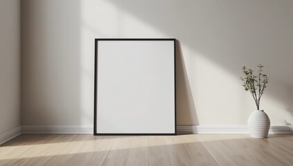 Clean home interior with blank frame. 