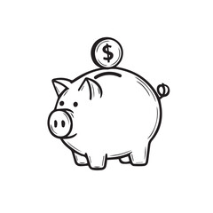 Chalk hand-drawn piggy bank icon on green chalkboard background. Simple doodle style vector for savings, finance, money, banking, investment, budgeting, and financial education designs.