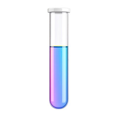 3D plastic test tube icon with transparent laboratory container and scientific experiment design isolated on white background
