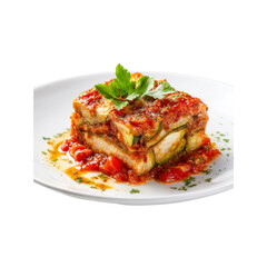 Delicious Vegetarian Zucchini Lasagna Slice on White Plate