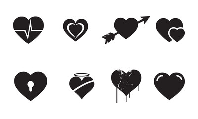 A colorful set of heart-shaped balloons and icons for Valentine's Day and romance designs