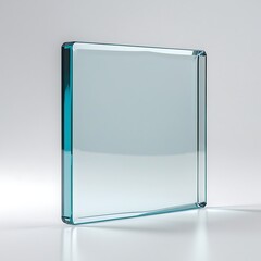A rectangular piece of transparent glass, 12x12 inches, placed on a white background. The edges are polished and slightly beveled, with realistic light reflections and refractions.