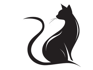 Cute domestic cat silhouette vector illustration artwork