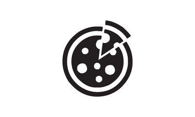 Slice of pizza icon. Pizza piece color illustration. Pizzeria symbol. Fast food sign.