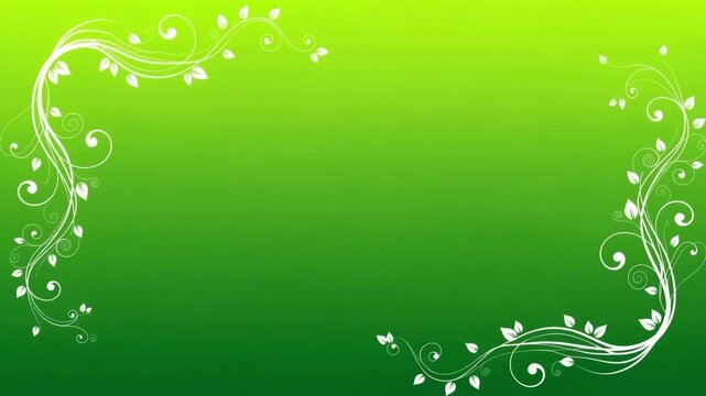 Green background with floral vines and soft gradient creating fresh nature inspired decorative frame design perfect for eco themes spring celebration posters and environment concept