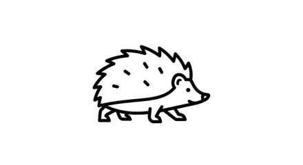 Simple Line Art Icon of a Spiky Hedgehog.