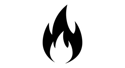 Simple Black Flame Icon on White Background.