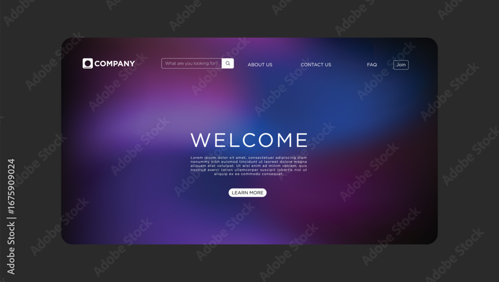 Aufkleber modern website homepage template with a welcoming message and clean navigation bar design