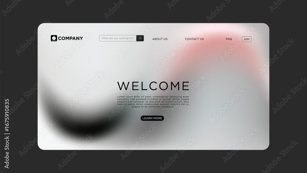 Poster modern website landing page with welcome message and clean interface design for business promotions