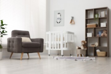 Blurred view of baby's room. Interior design