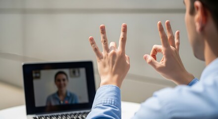 Accessible Digital Communication Sign Language User Engages In Video Call