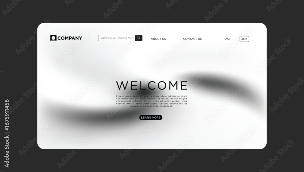 Poster modern website design template with welcoming text and clean user interface for business presentatio