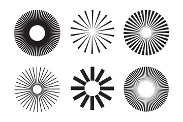 Fototapeta premium Sun star rays, burst. Radial circle radiation lines. Circulars lines beams. Spokes with radiating stripes grid. Vector graphic. Abstract illusion geometric pattern. 